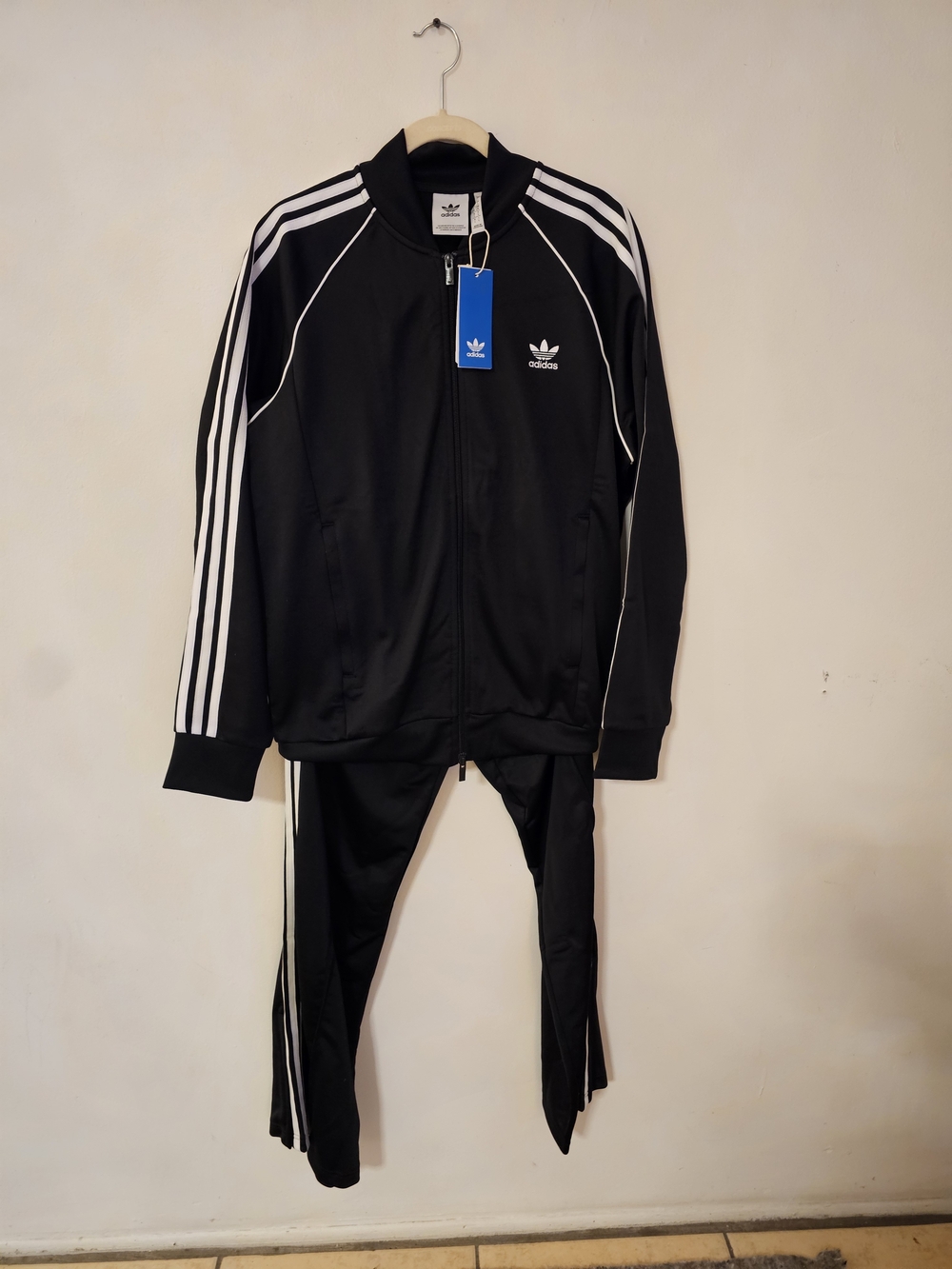 adidas Black Track Jacket with White Stripes
